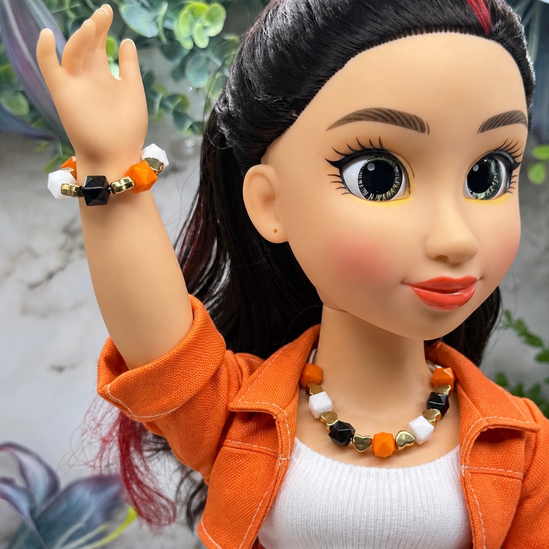 Halloween Plastic Beaded Necklace and Bracelet Set | for 18 Inch Fashion Doll