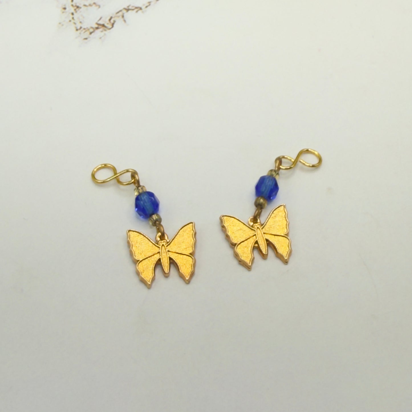 Gold Butterfly Blue Crystal Doll Earring DANGLE ONLY • 18 Inch Fashion Doll Jewelry