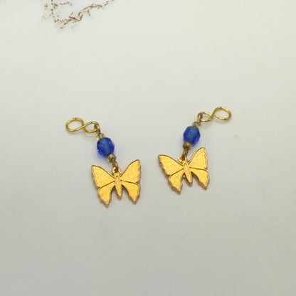 Gold Butterfly Blue Crystal Doll Earring DANGLE ONLY • 18 Inch Fashion Doll Jewelry