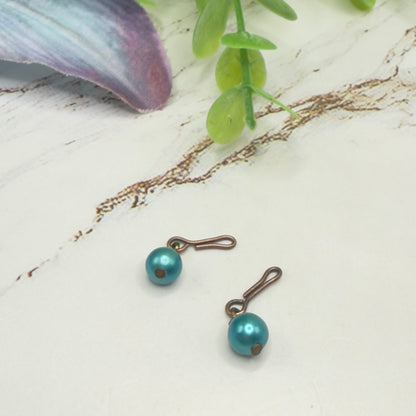 Turquoise Green Pearl Dangle Doll Earrings • 10-12 Inch Fashion Doll Jewelry 1:6