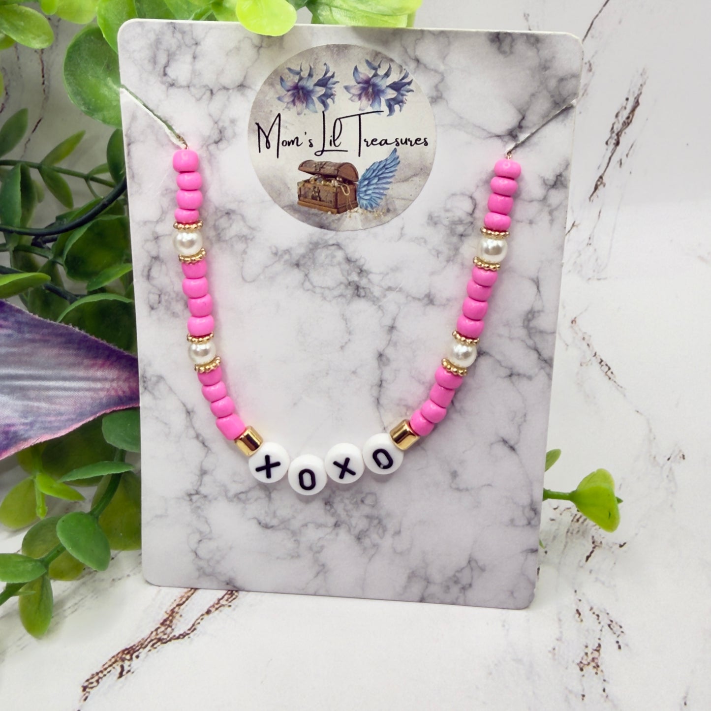 Pink & Pearl Beaded XOXO Doll Necklace Valentine’s Day • 18 Inch Fashion Doll Jewelry