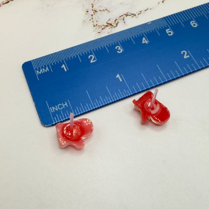 Red Christmas Mitten Silicone / Plastic Post Doll Earrings • 18 Inch Fashion Doll Jewelry