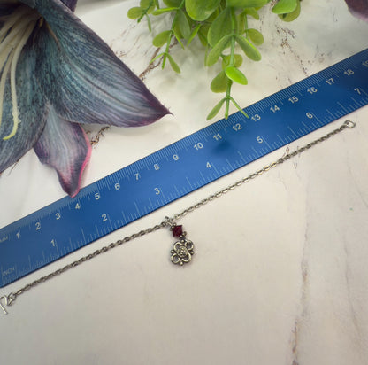Ruby Red Glass Crystal Silver Filigree Pendant Doll Necklace • 18 Inch Fashion Doll Jewelry