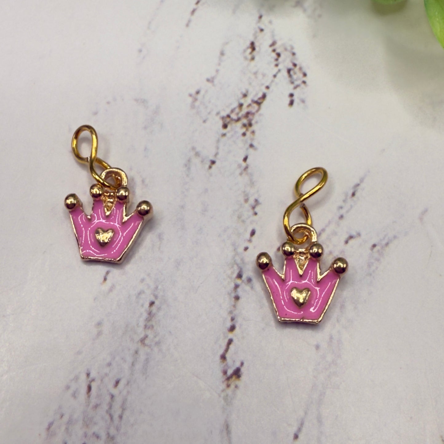 Pink Crown Princess Heart Charm Doll Earring DANGLE ONLY • 18” Fashion Doll Jewelry