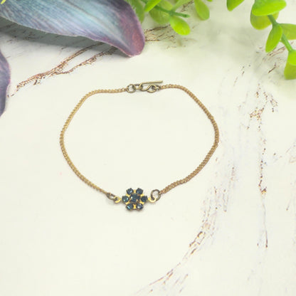 Tiny Blue Rhinestone Flower Gold Chain Doll Necklace • 18” Fashion Doll Jewelry