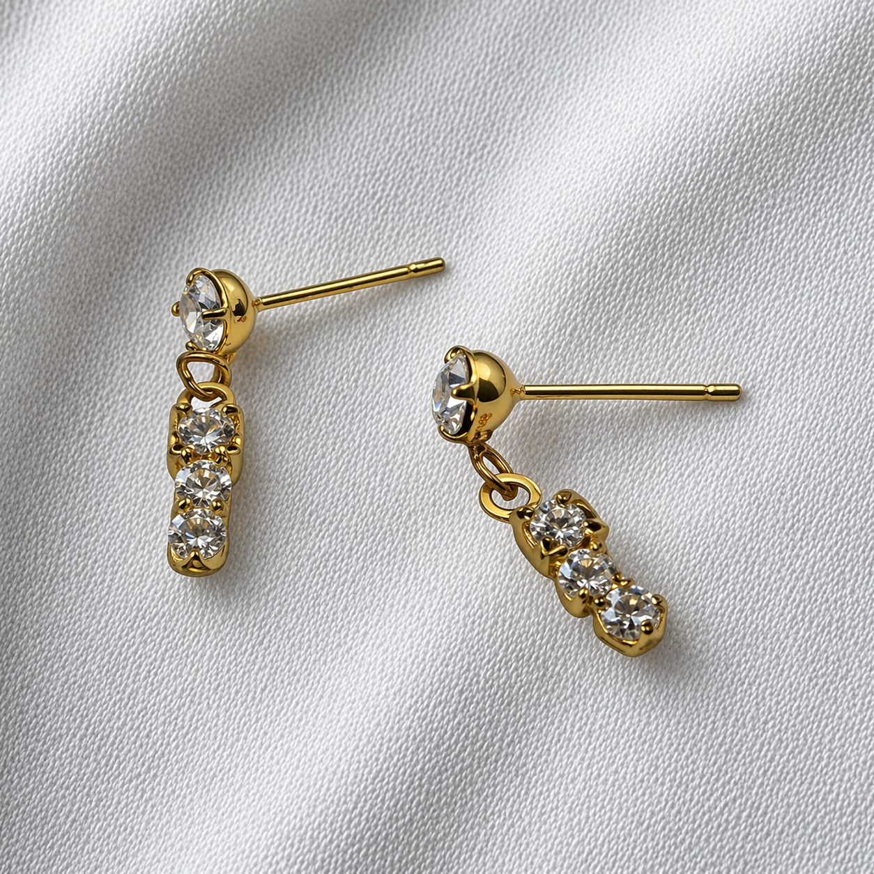 Clear 3 Rhinestone Drop Dangle Post Doll Earrings 
 • 18 Inch Fashion Doll Jewelry