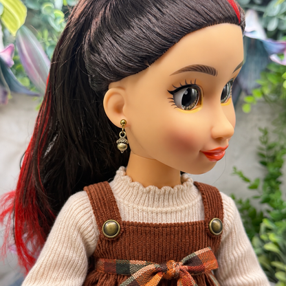 Acorn Autumn Brass Bronze Tone Dangle Post Doll Earrings | for 18 Inch Fashion Dolls
