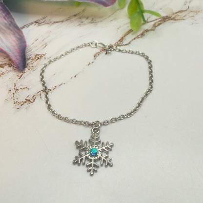 Silver Snowflake Blue Rhinestone Doll Necklace • 18 Inch Fashion Doll Jewelry