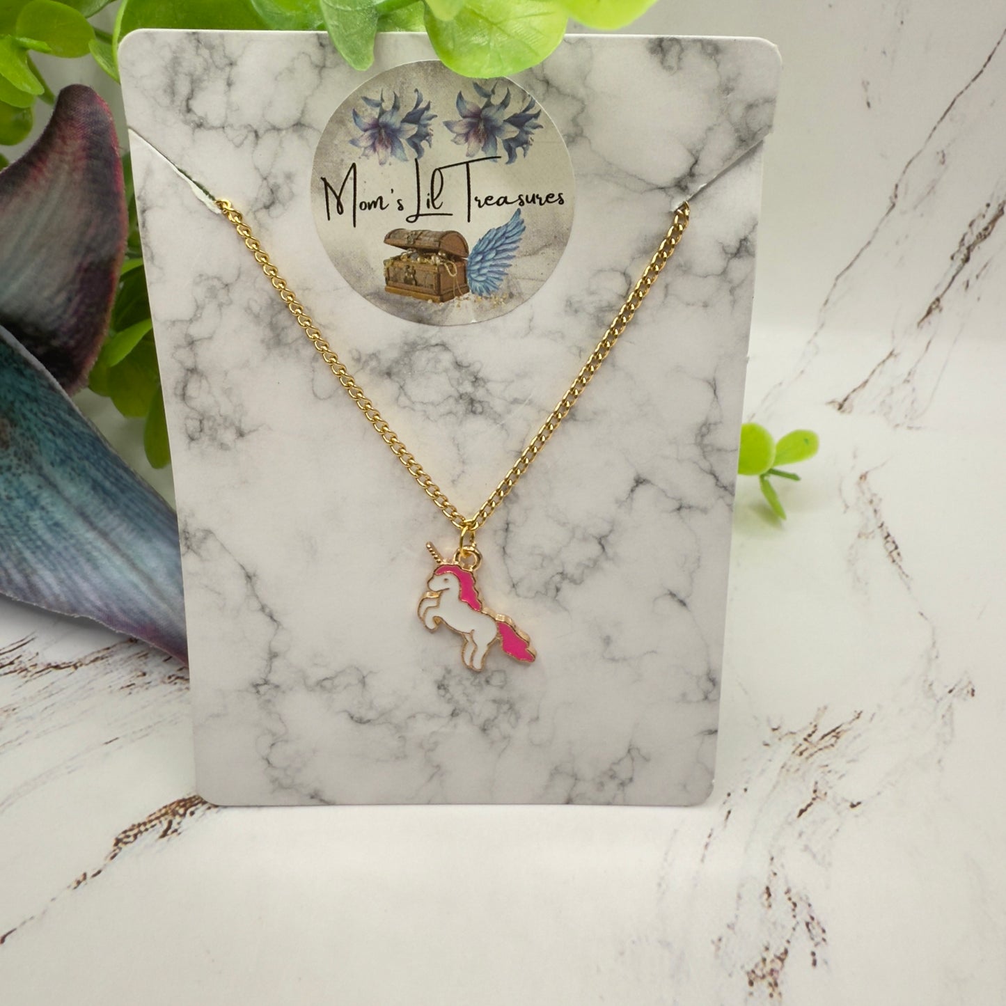 Unicorn Charm Gold Chain Doll Necklace • 18 Inch Fashion Doll Jewelry