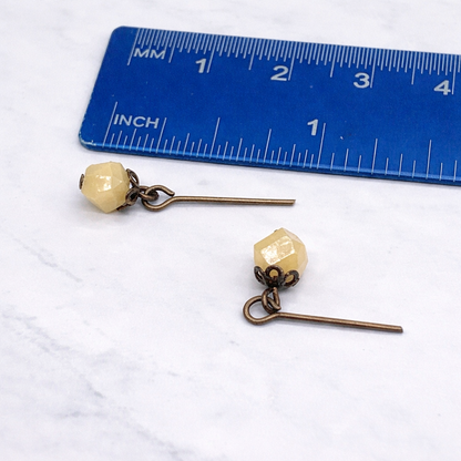 Brown Beige Bead Bronze Filigree Necklace Earrings Set for 18-22” Vintage Doll