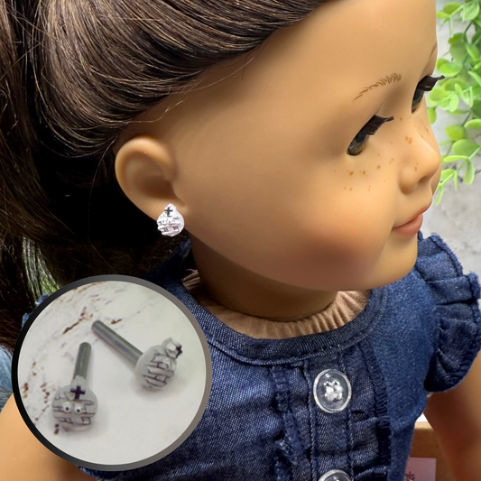 Mummy Halloween Post Doll Earrings • 2mm Post • fits 18” American Girl Doll