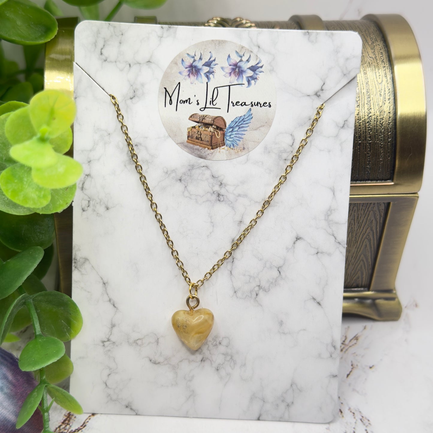 Golden Beige Heart Charm Gold Doll Necklace • 18 Inch Fashion Doll Jewelry