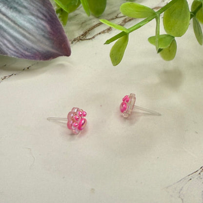 Pink Translucent Acrylic Paw Print Post Doll Earrings • 18 Inch Fashion Doll Jewelry