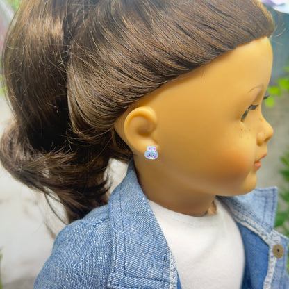Blue Bunny Easter Post Doll Earrings • 2mm Post for 18 Inch Fashion Doll