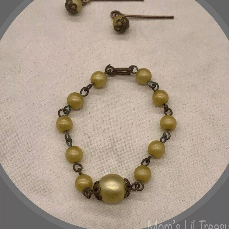 Light Yellow Pearl Necklace Earrings Set • 16” Fashion Doll Jewelry