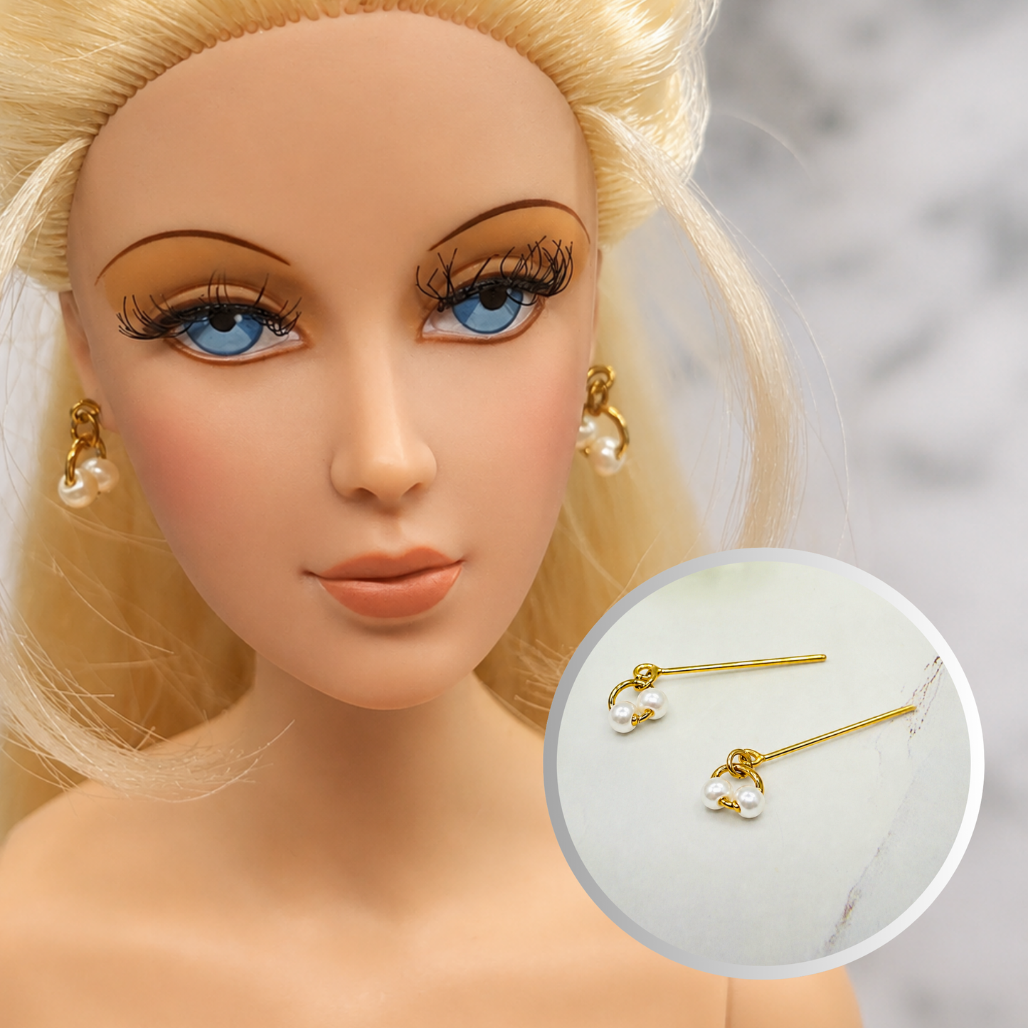 Gold Circle & Pearl Doll Earrings • 16 Inch Fashion Doll Jewelry