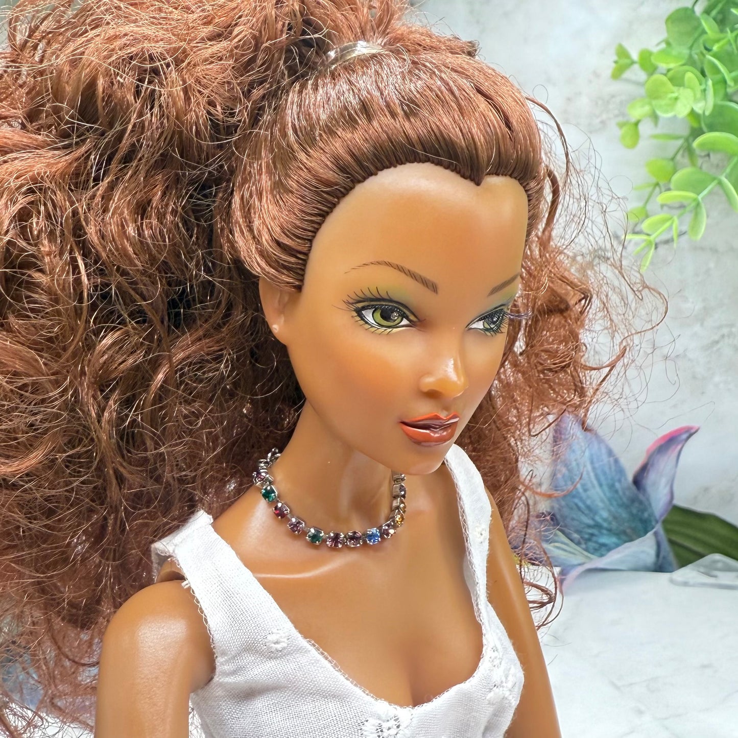 Multi Color Rhinestone Silver Doll Necklace • 16 Inch Fashion Doll Jewelry