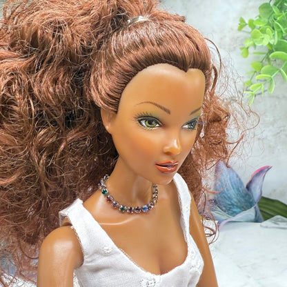 Multi Color Rhinestone Silver Doll Necklace • 16 Inch Fashion Doll Jewelry