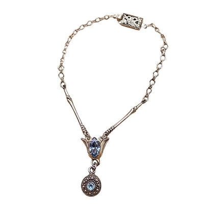 Light Blue Rhinestone Y-Drop Silver Doll Necklace • 18 Inch Doll  Jewelry