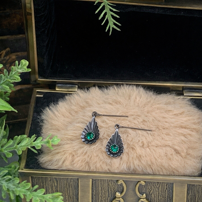 Green Rhinestone Silver Teardrop Doll Earrings for 18-22” Vintage Doll  Jewelry
