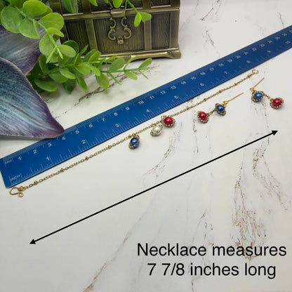 Red White Blue Pearl Dangle Gold Doll Necklace & Earrings Set for 18 Inch Fashion Doll