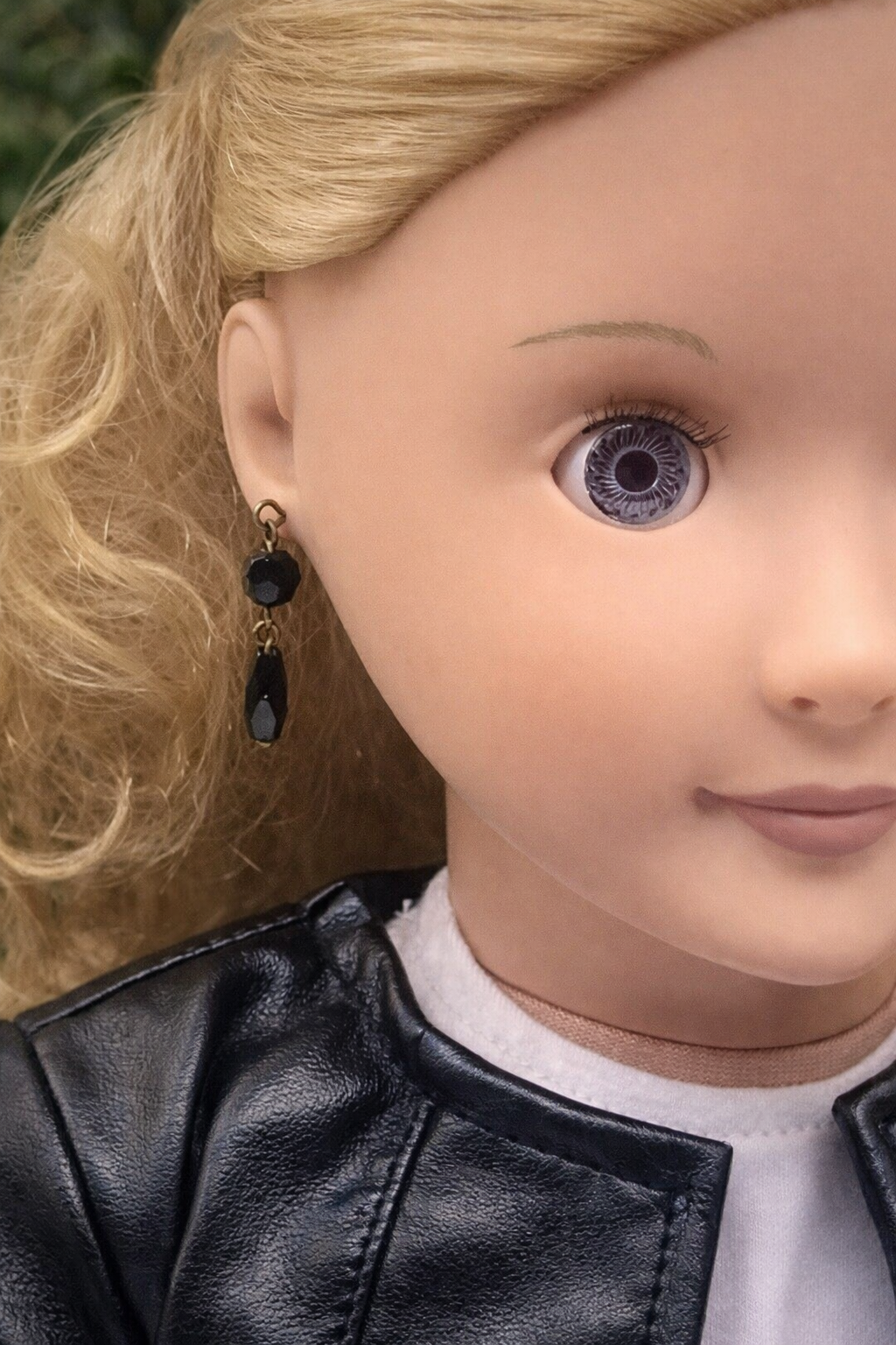 Black Glass Beaded Dangle Doll Earrings • 18 Inch Fashion Doll Jewelry