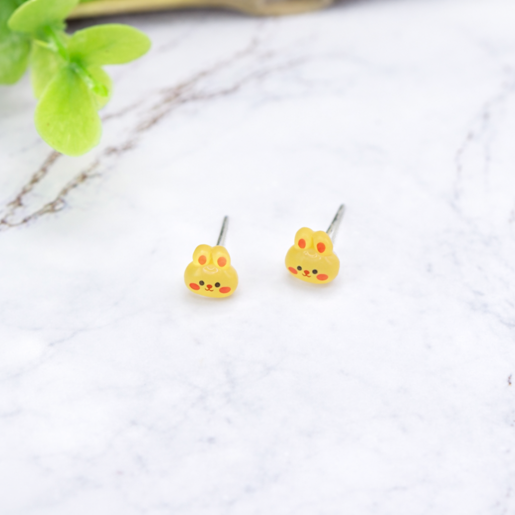 Yellow Bunny Easter Post Doll Earrings • 18 Inch Fashion Doll Jewelry