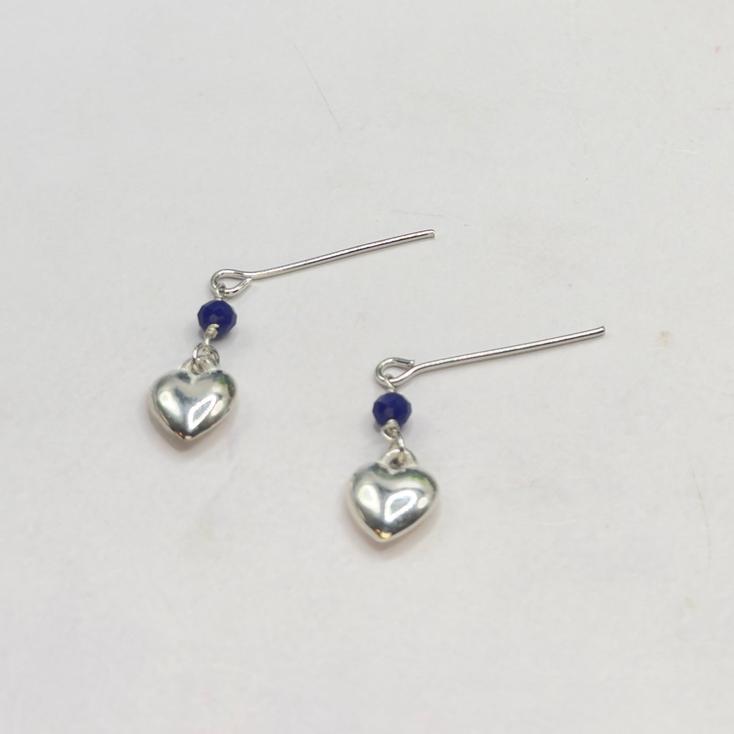 Silver Heart Blue Crystal Dangle Doll Earrings • 18 Inch Fashion Doll Jewelry