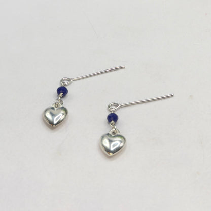 Silver Heart Blue Crystal Dangle Doll Earrings • 18 Inch Fashion Doll Jewelry