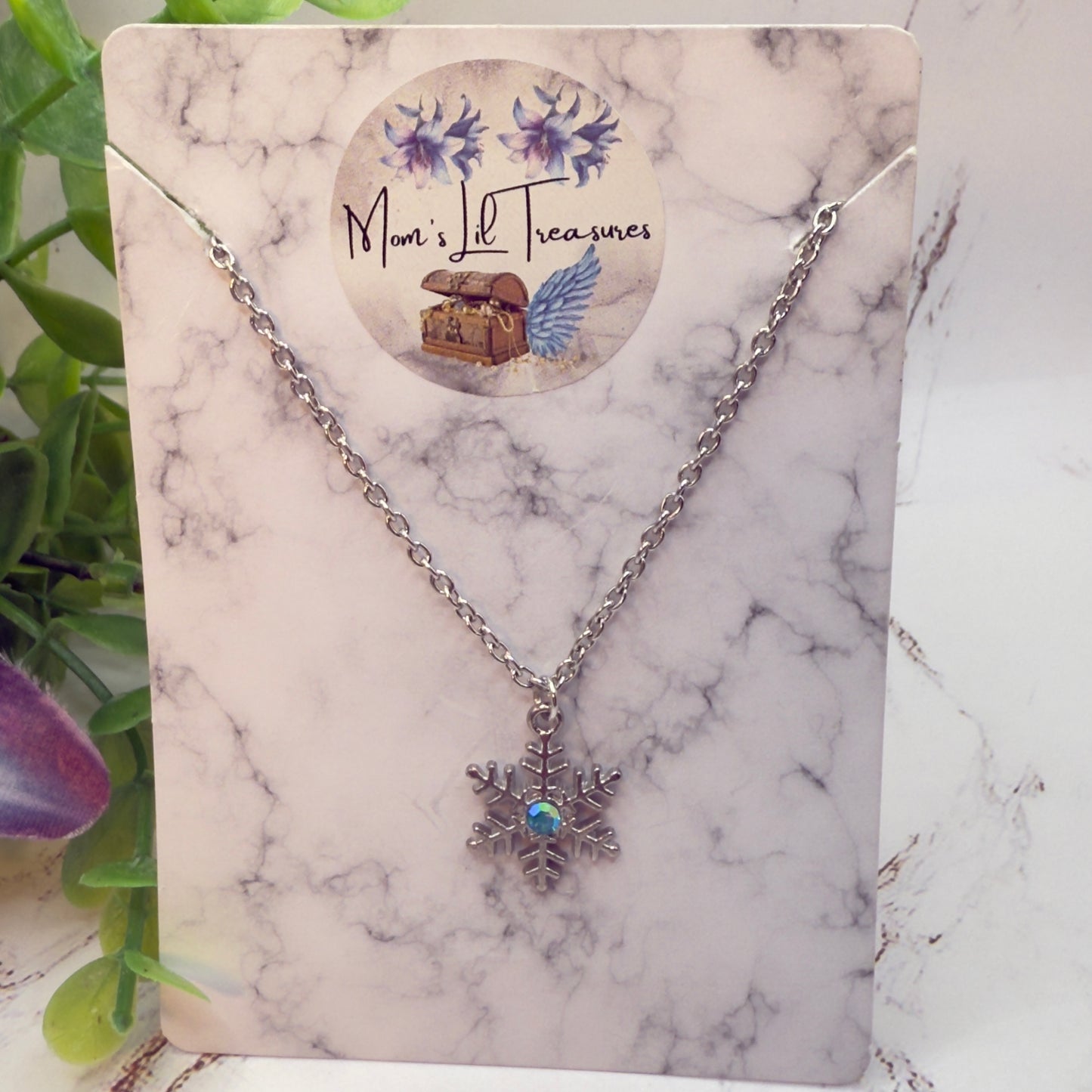 Silver Snowflake Blue Rhinestone Doll Necklace • 18 Inch Fashion Doll Jewelry