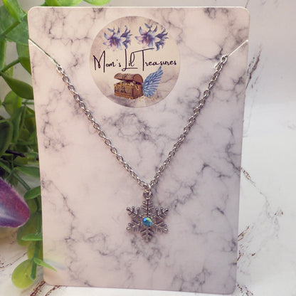 Silver Snowflake Blue Rhinestone Doll Necklace • 18 Inch Fashion Doll Jewelry