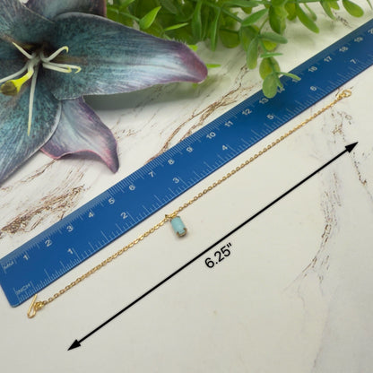 Blue Glass Rectangular Dangle Gold Chain Doll Necklace Earrings Set • 18 Inch Fashion Doll Jewelry