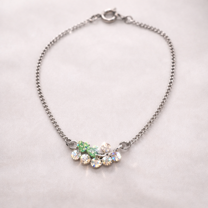 Clear Green Rhinestone Leaf Flower Pendant Gold Doll Necklace • 18” Doll Jewelry
