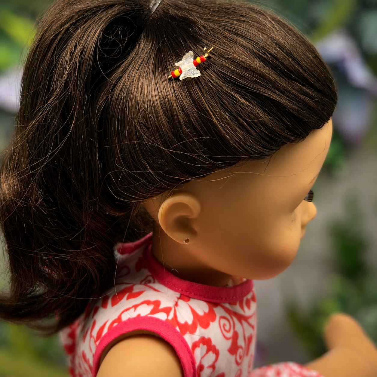 Light Yellow & Red Butterfly Doll Hair Barrettes 14-18” Fashion Dolls • Doll Hair Accessories