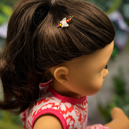 Light Yellow & Red Butterfly Doll Hair Barrettes 14-18” Fashion Dolls • Doll Hair Accessories