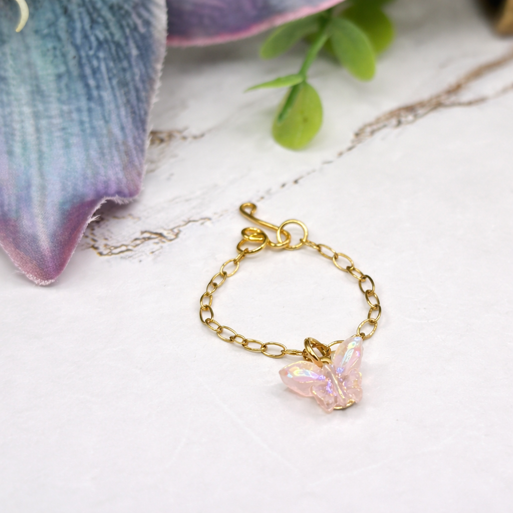 Light Pink Acrylic Butterfly Charm Gold Doll Necklace for 10-12 Inch Fashion Dolls 1:6