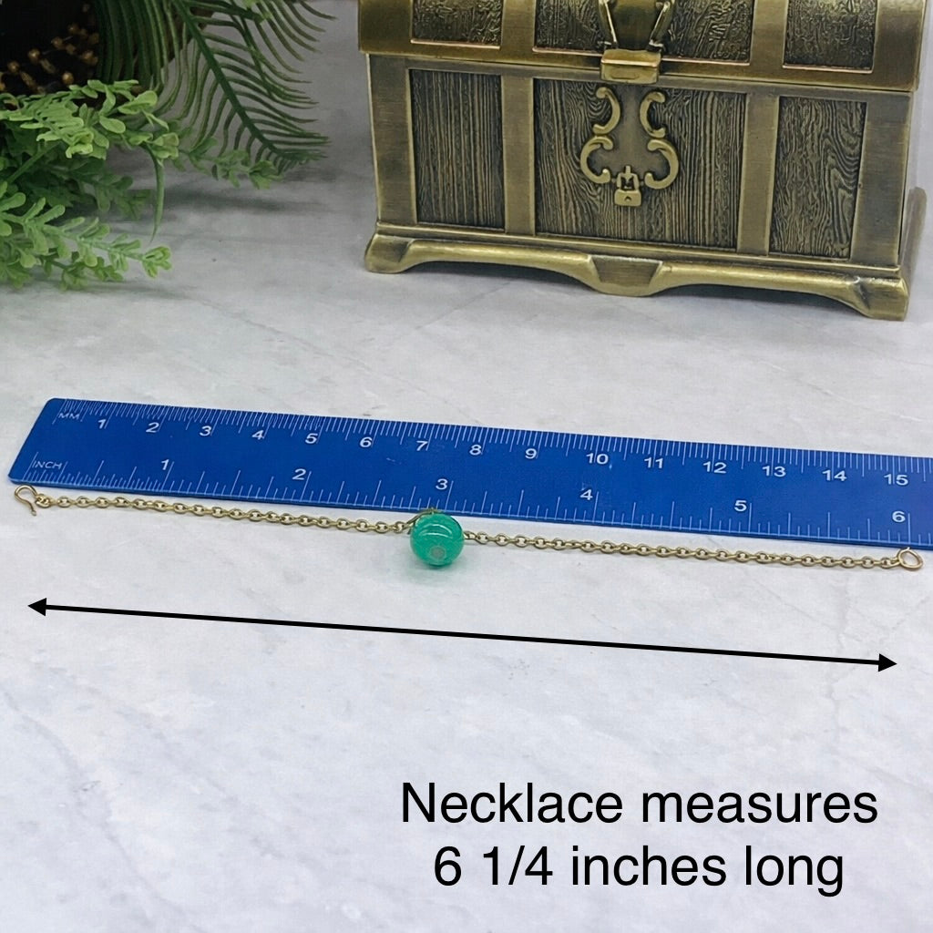 Green Glass Drop Pendant Doll Necklace Earrings Set for 18 Inch Doll Jewelry Accessory