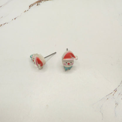 Snowman Santa Hat Christmas Post Doll Earrings • 18 Inch Fashion Doll Jewelry