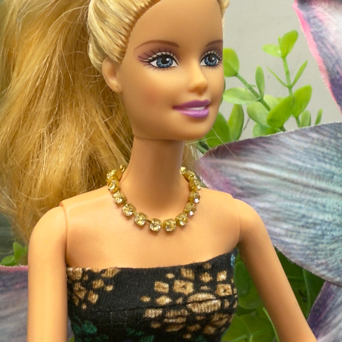 Clear Rhinestone Gold Tone Doll  Necklace • 10-12” 1:6 Fashion Doll Jewelry