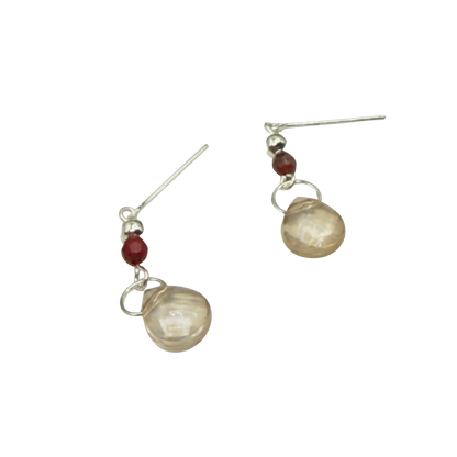 Red Accent Yellow Peach Translucent Acrylic Crystal Teardrop Dangle Doll Earrings • 18 Inch Fashion Doll Jewelry
