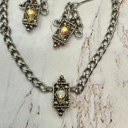Clear Aurora Borealis Rhinestone Silver Chain Doll Necklace • 18 Inch Fashion Doll Jewelry