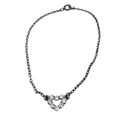 Silver Chain Rhinestone Heart Pendant Doll Necklace for 18 Inch Fashion Doll Jewelry