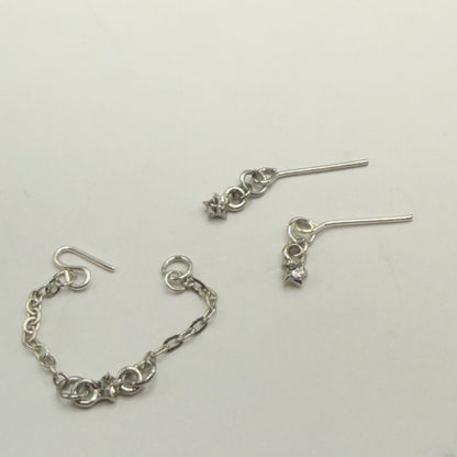 Silver Chain Clear Star Rhinestone Accent Doll Necklace & Earrings • 10-12 Inch Fashion Doll Jewelry 1:6