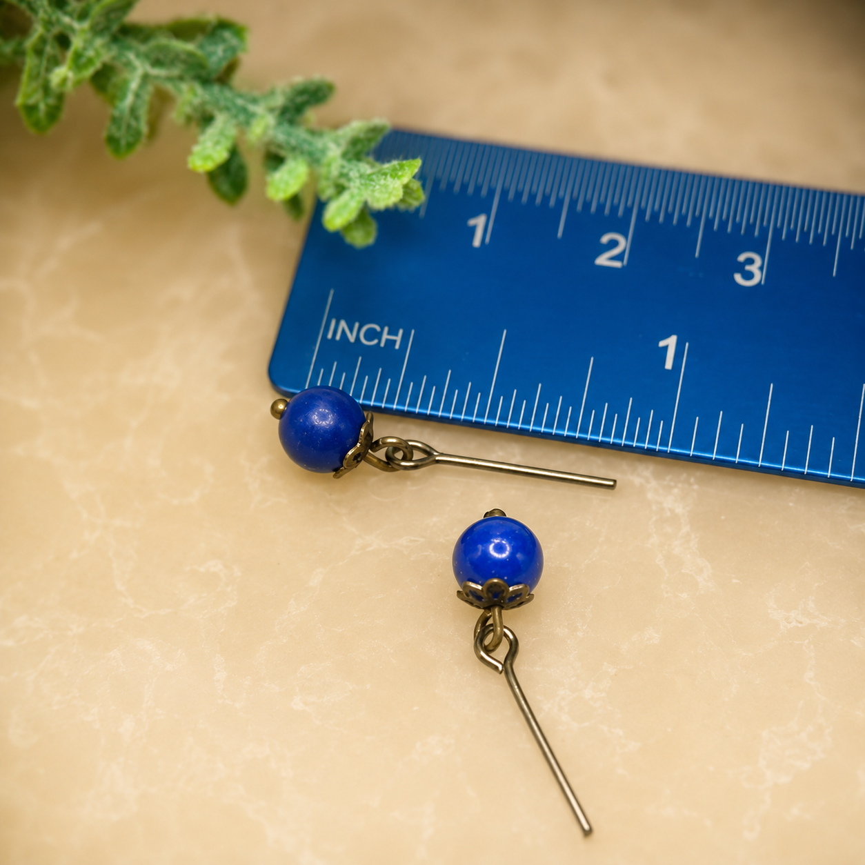Blue Glass Round Dangle Doll Earrings · 14 Inch Fashion Doll Jewelry