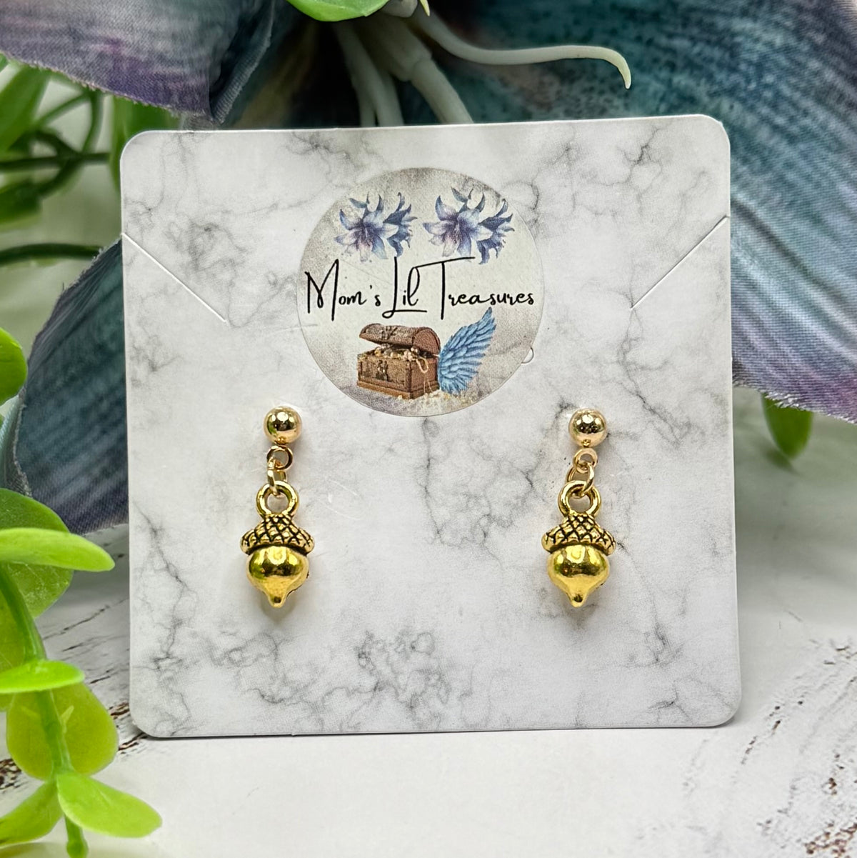 Acorn Autumn Gold Dangle Post Doll Earrings | for 18 Inch Fashion Doll