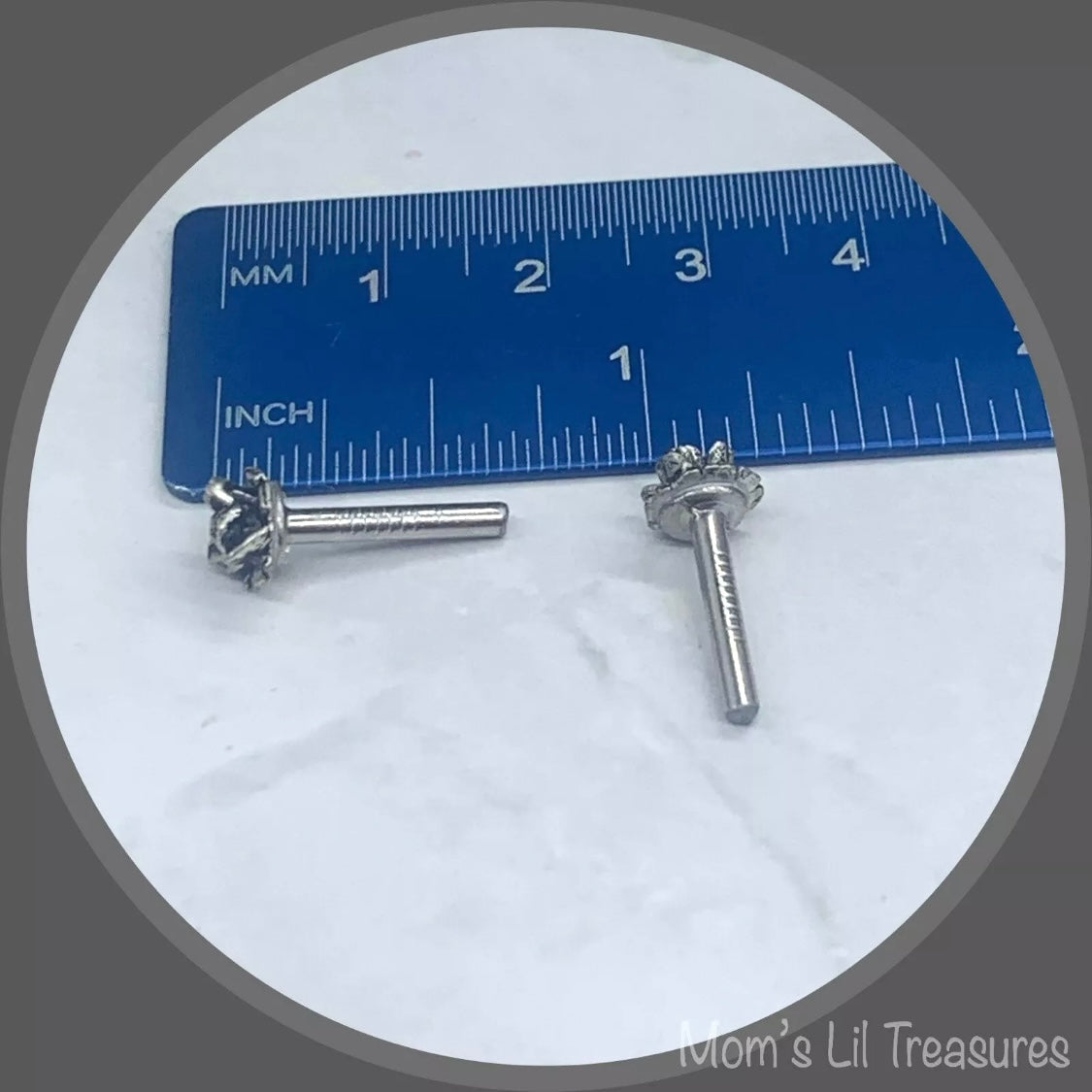Silver Flower Rose Post Doll Earrings • 2mm Post • fits 18” American Girl Doll
