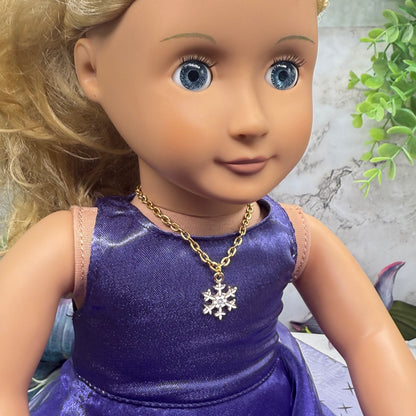 Gold Chain Snowflake Charm Doll Necklace • 18 Inch Fashion Doll Jewelry