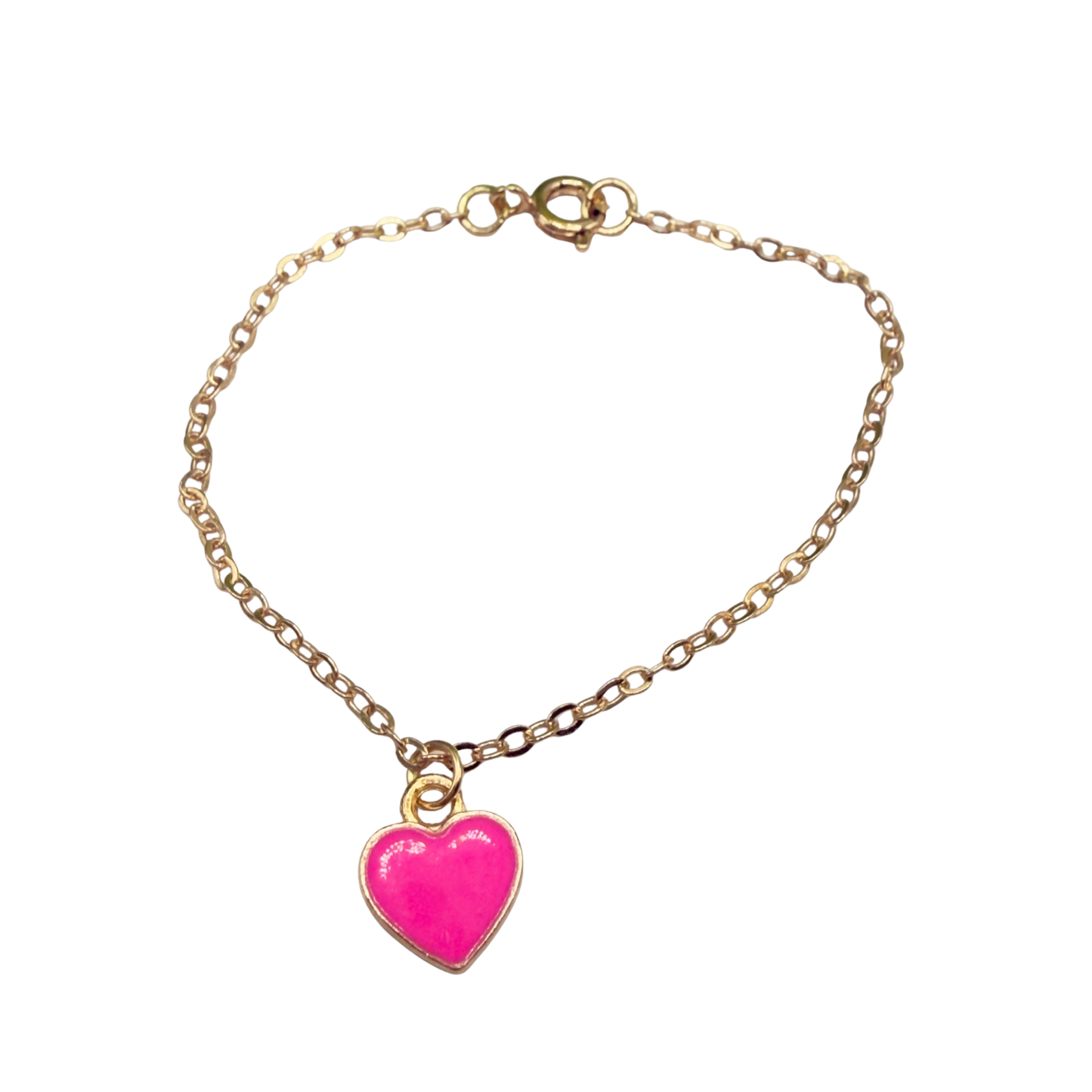 Pink Heart Charm Gold Chain Doll Necklace • 18 Inch Fashion Doll Jewelry
