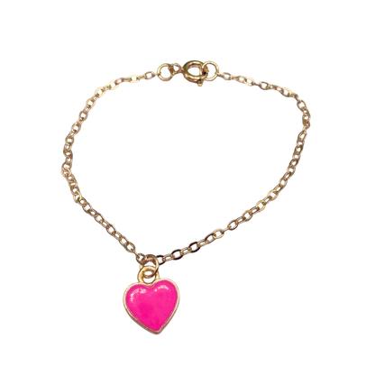 Pink Heart Charm Gold Chain Doll Necklace • 18 Inch Fashion Doll Jewelry