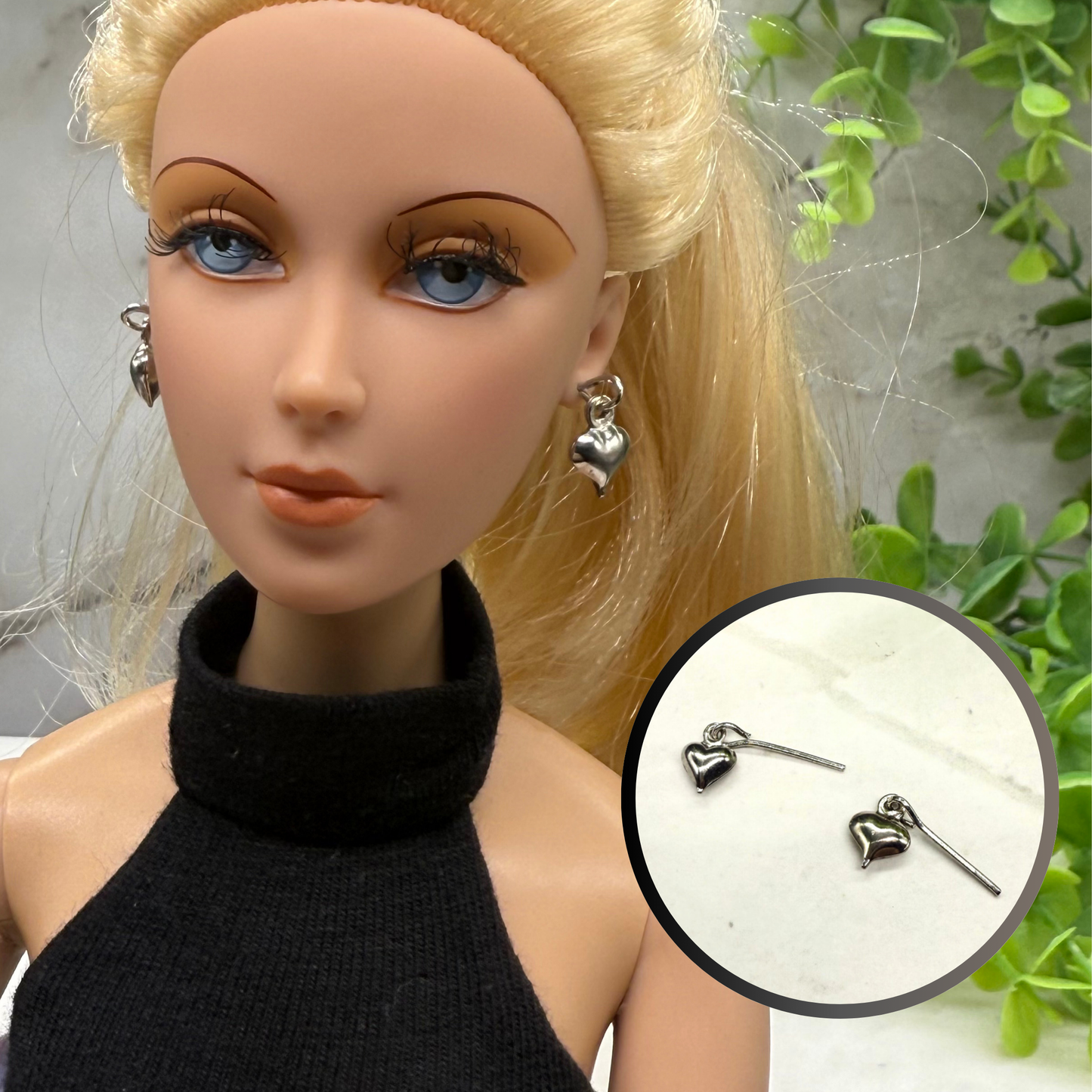Silver Heart Dangle Doll Earrings • 16 Inch Fashion Doll Jewelry